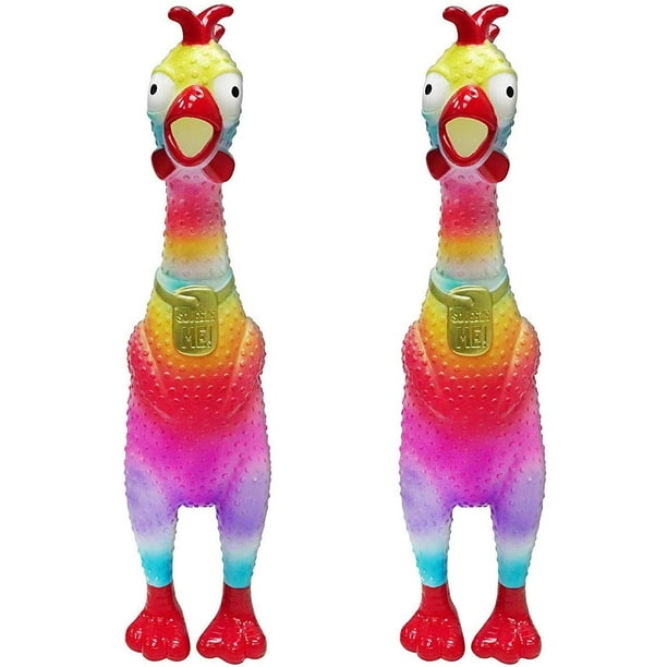 2-Pack Animolds Metallic Screaming Chicken Non Toxic Rubber Chicken Toy Best Chicken Toys for Kids and Adults Random Colors